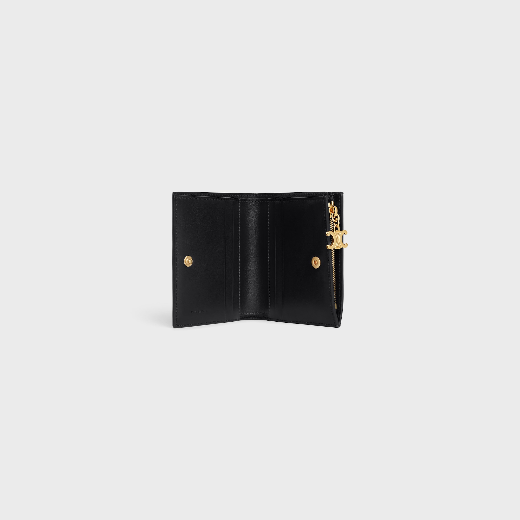 COMPACT WALLET TRIOMPHE CHARMS IN SHINY CALFSKIN BLACK - Image 4